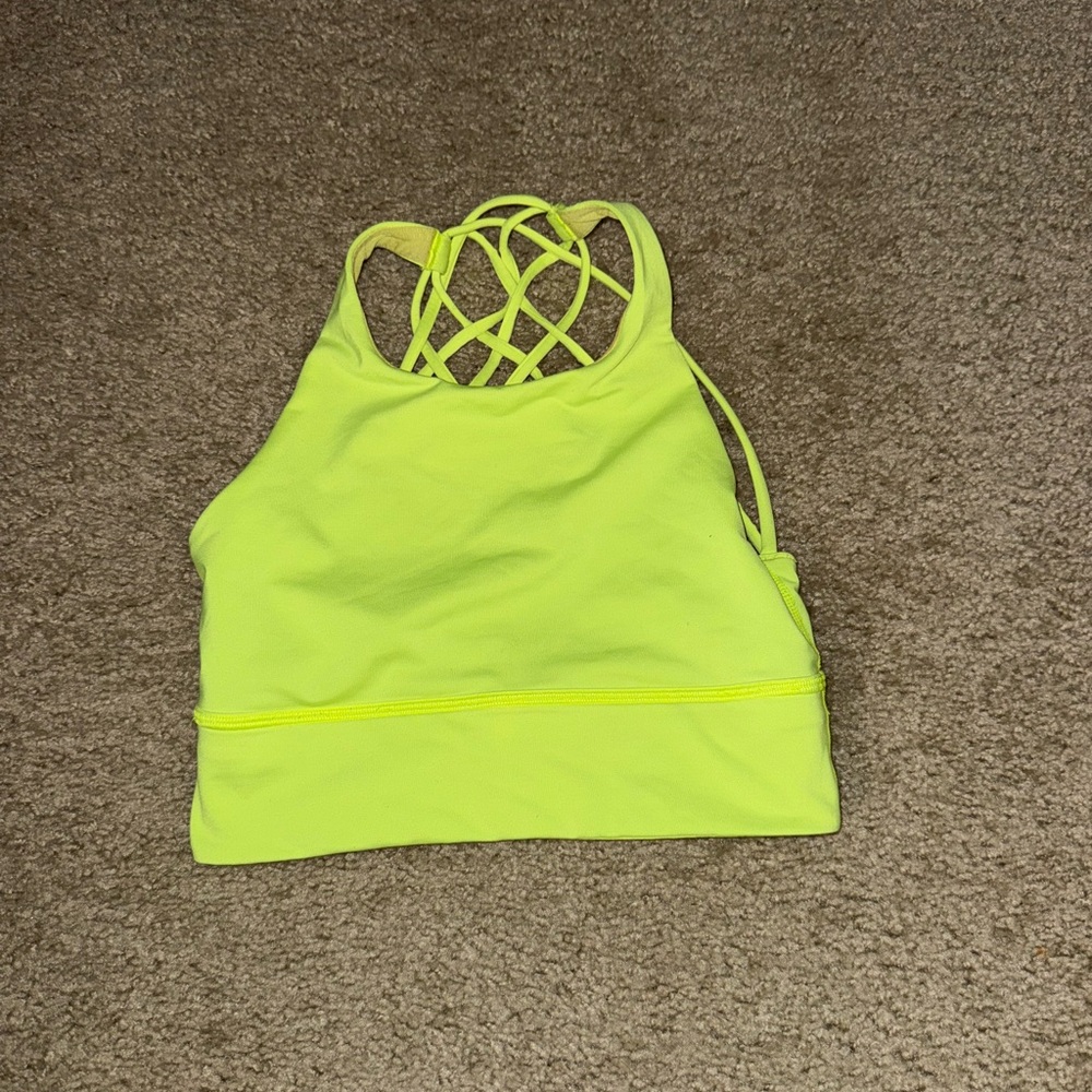 Neon Yellow Strappy Sports Bra